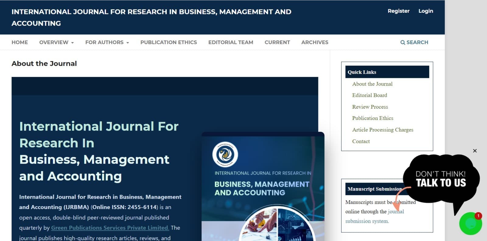 International Journal For Research In Business, Management and Accounting Cover