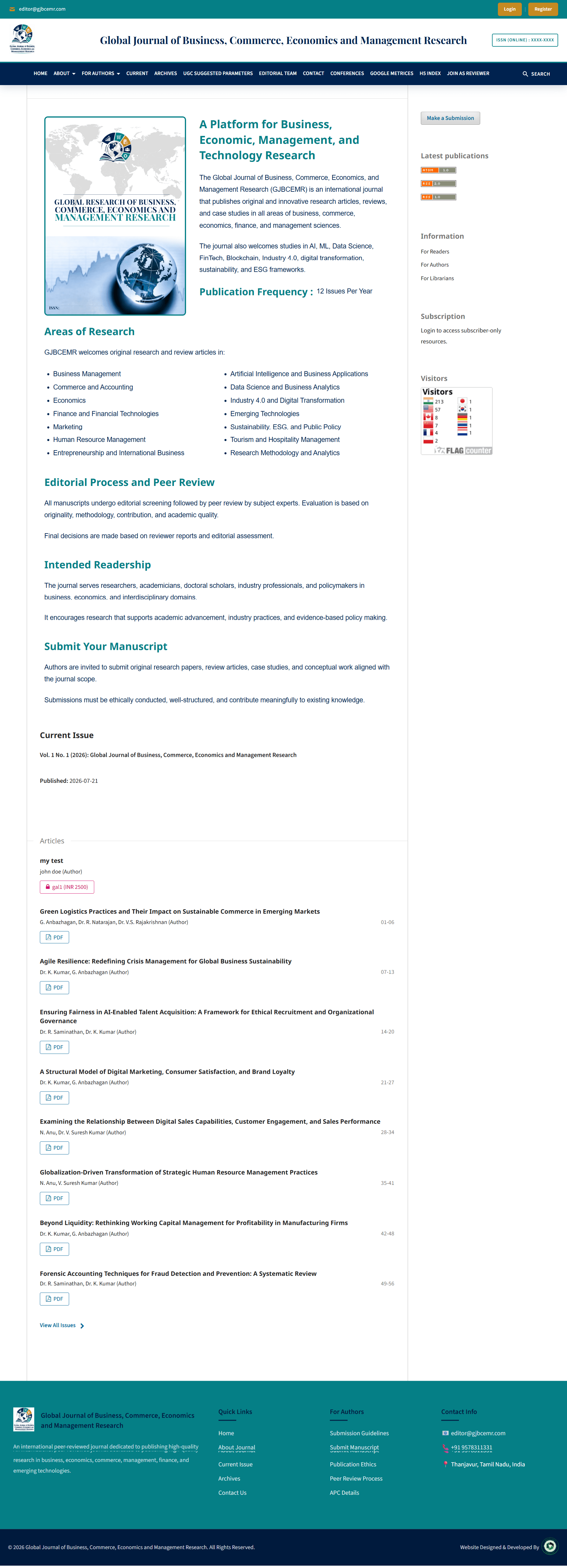 Global Journal of Business, Commerce, Economics and Management Research Cover