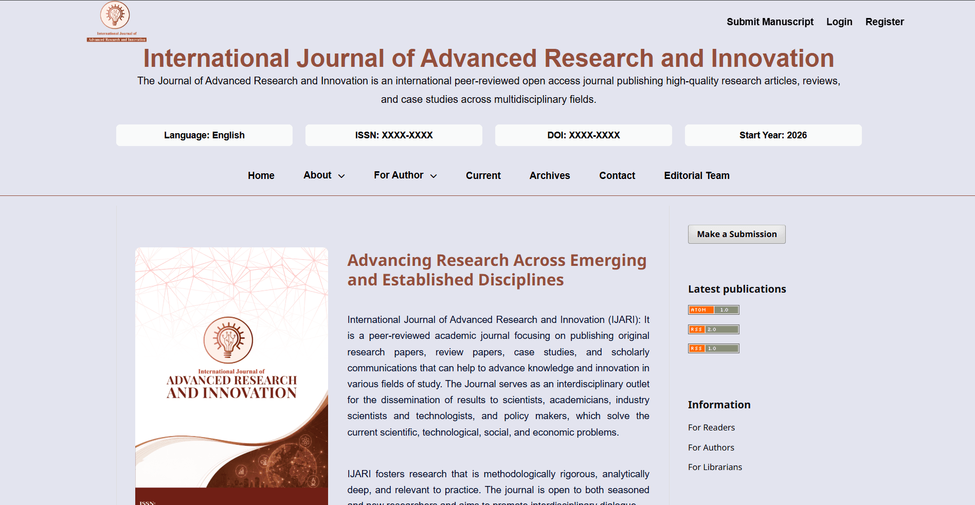 International Journal of Advanced Research and Innovation Cover