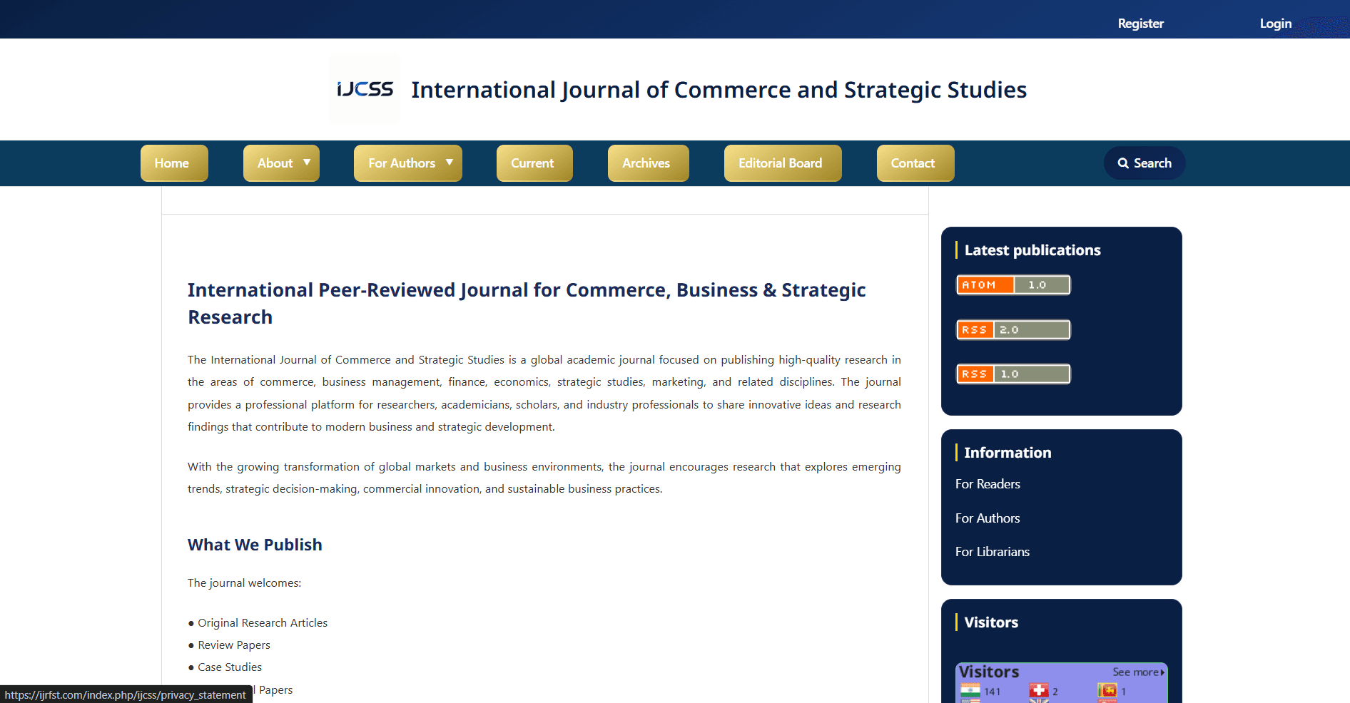 International Journal of Commerce and Strategic Studies Cover