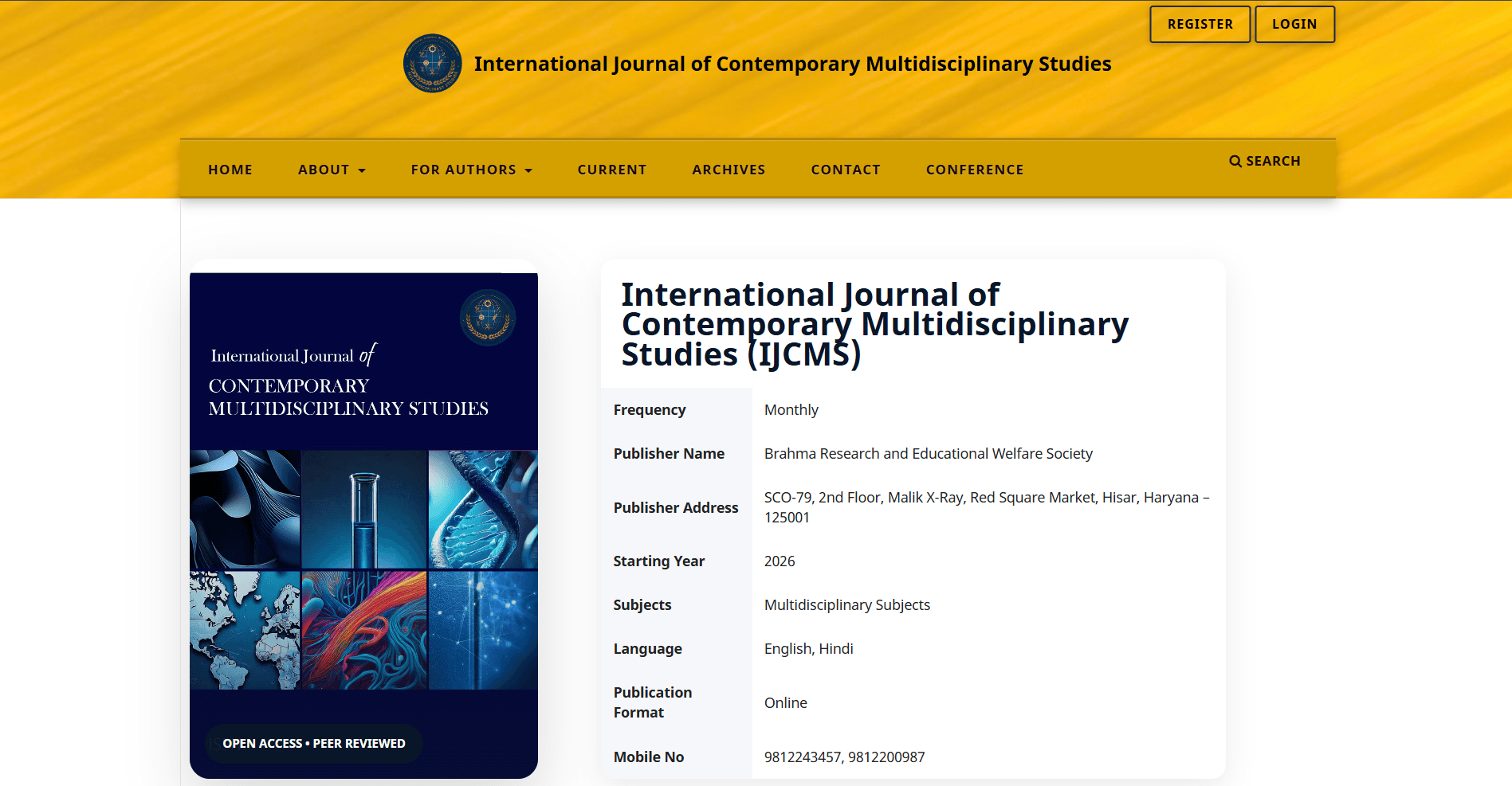International Journal of Contemporary Multidisciplinary Studies Cover