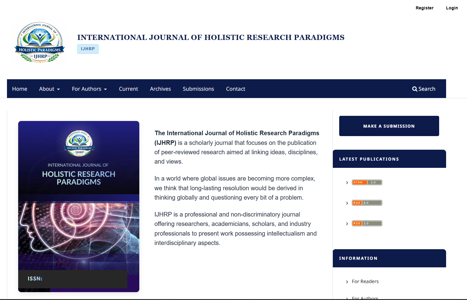 International Journal of Holistic Research Paradigms Cover