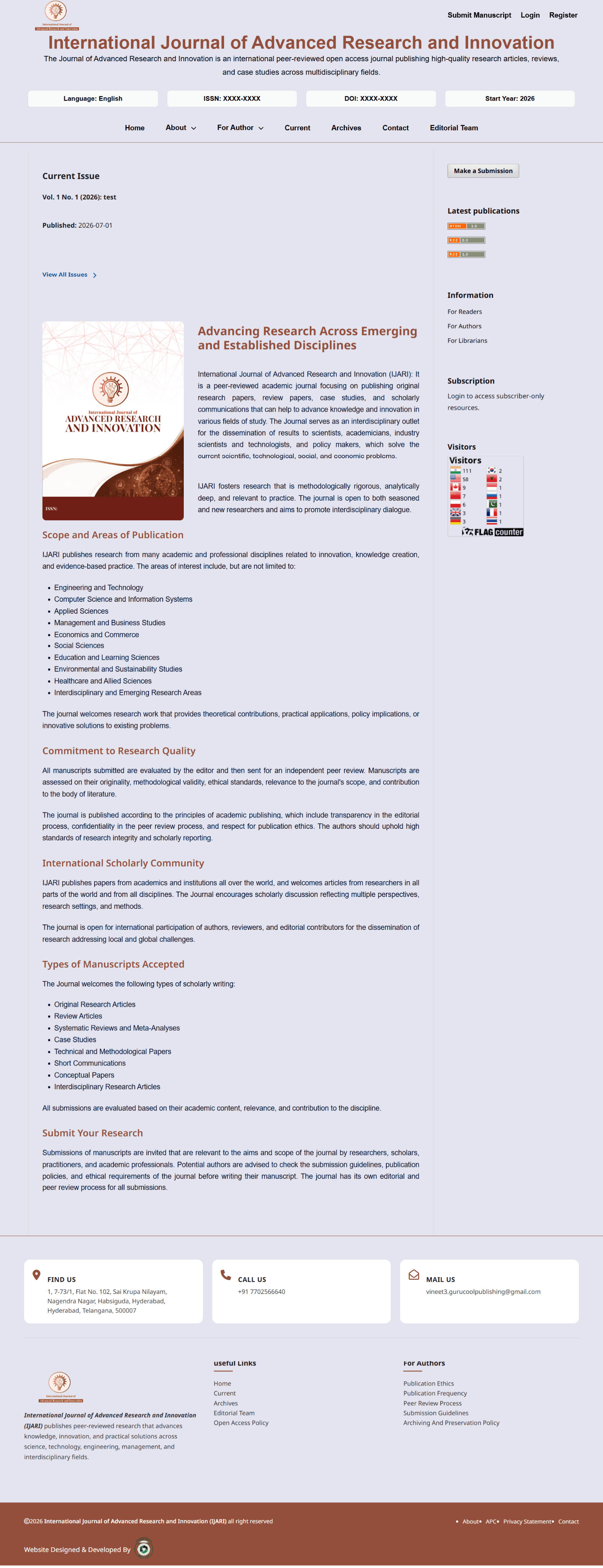 International Journal of Advanced Research and Innovation Cover