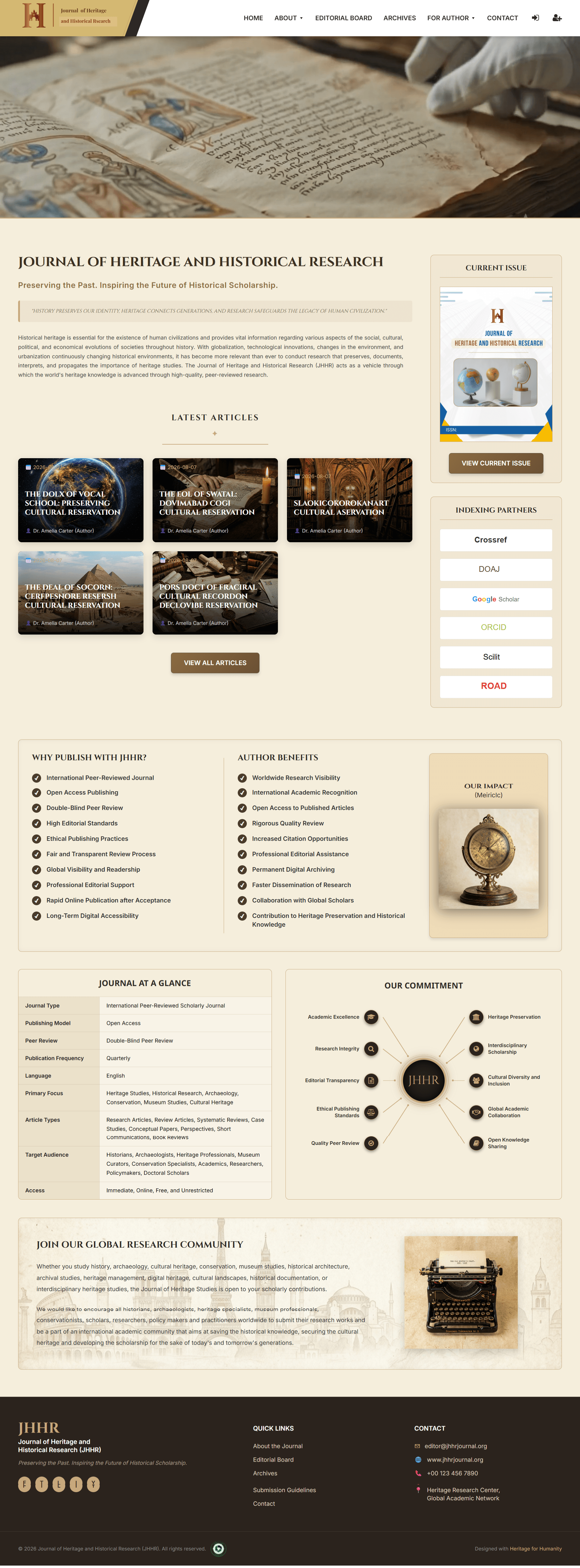 JOURNAL OF HERITAGE AND HISTORICAL RESEARCH Cover