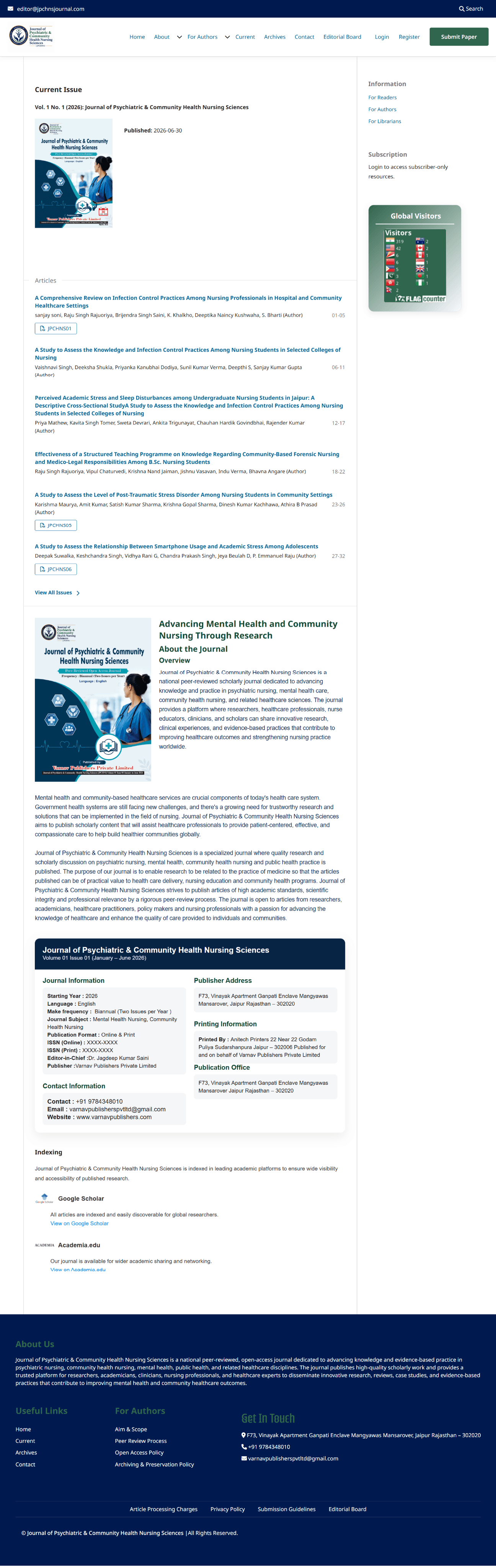 Journal of Psychiatric & Community Health Nursing Sciences Cover
