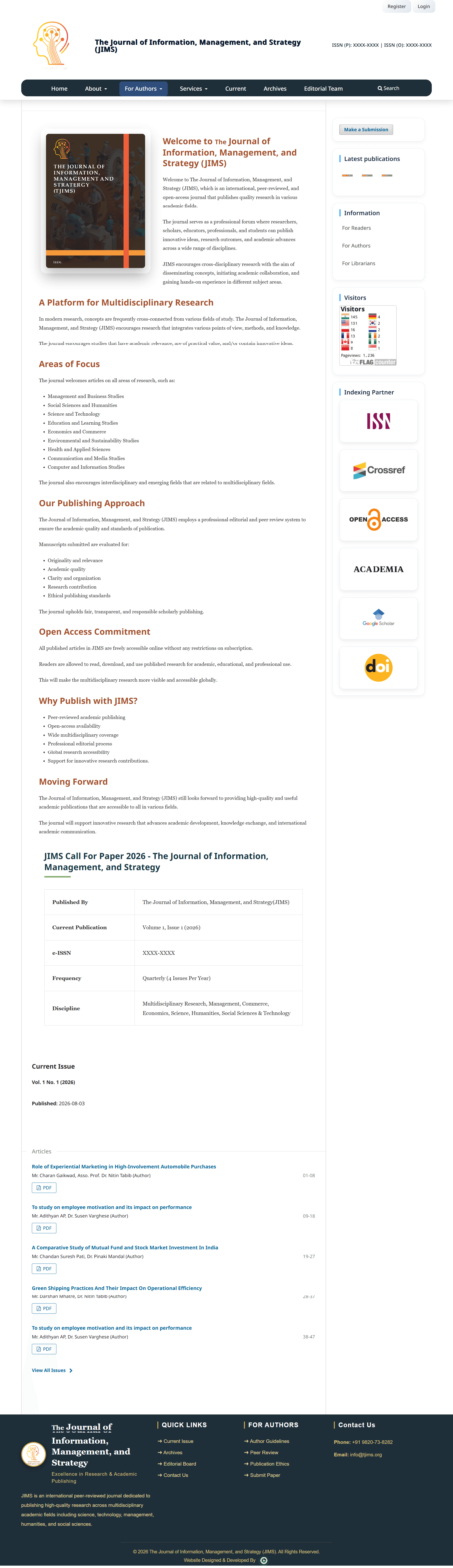 Journal of Information, Management, and Strategy (JIMS) Cover
